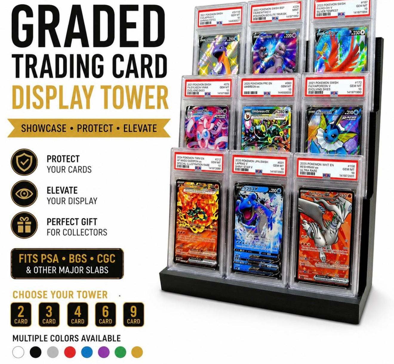 pokemon graded card stand Display for PSA, BGS CGC Slabs Artwork:Lugia M12 This 3D printed display Resonator looks fun (and