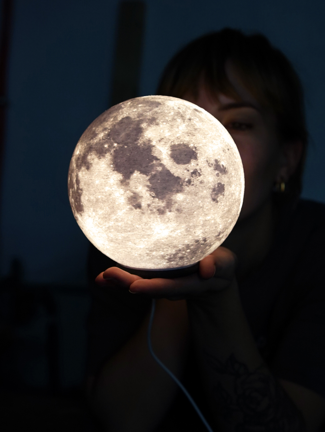 3D Moon Lamp LED – Realistic Moon Night Light | Warm & Cool White | USB Powered | Home & Bedroom Decor