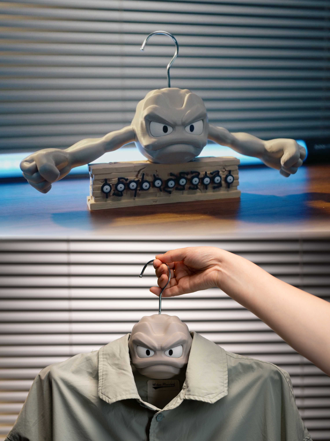 Geodude Coat Hanger – Pokémon Wall Hook | 3D Printed Clothes Hanger | Gaming Room Decor | Entryway Organizer