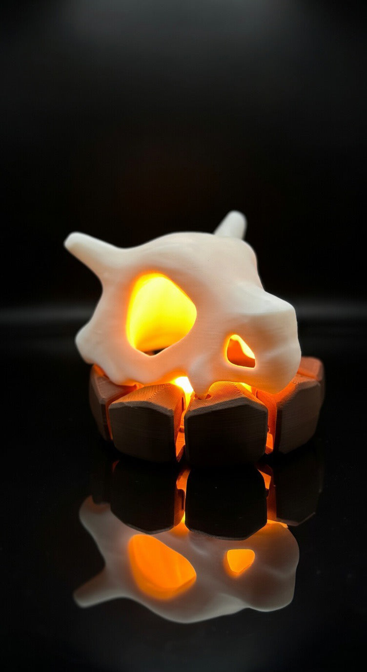 Cubone Skull Lamp | 3D Printed Pokémon Inspired Night Light | LED Desk Lamp & Collector Decor