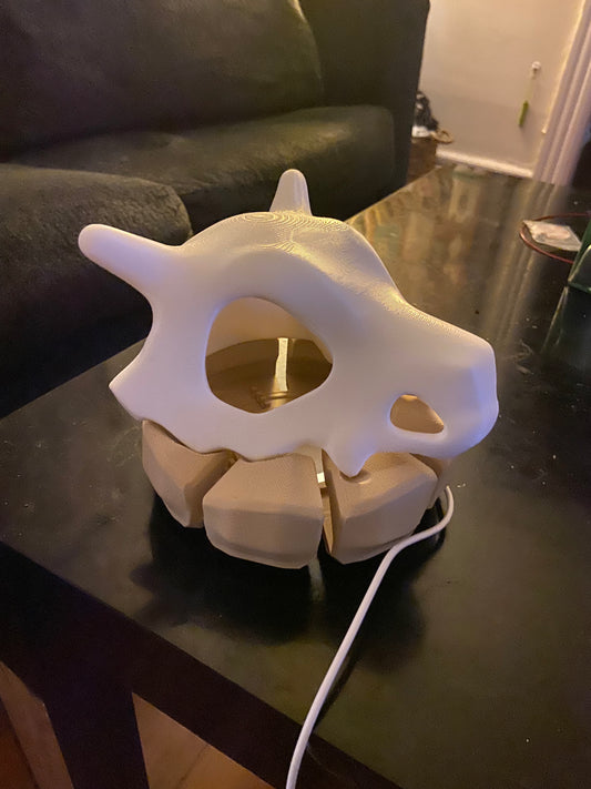 Cubone Skull Lamp | 3D Printed Pokémon Inspired Night Light | LED Desk Lamp & Collector Decor