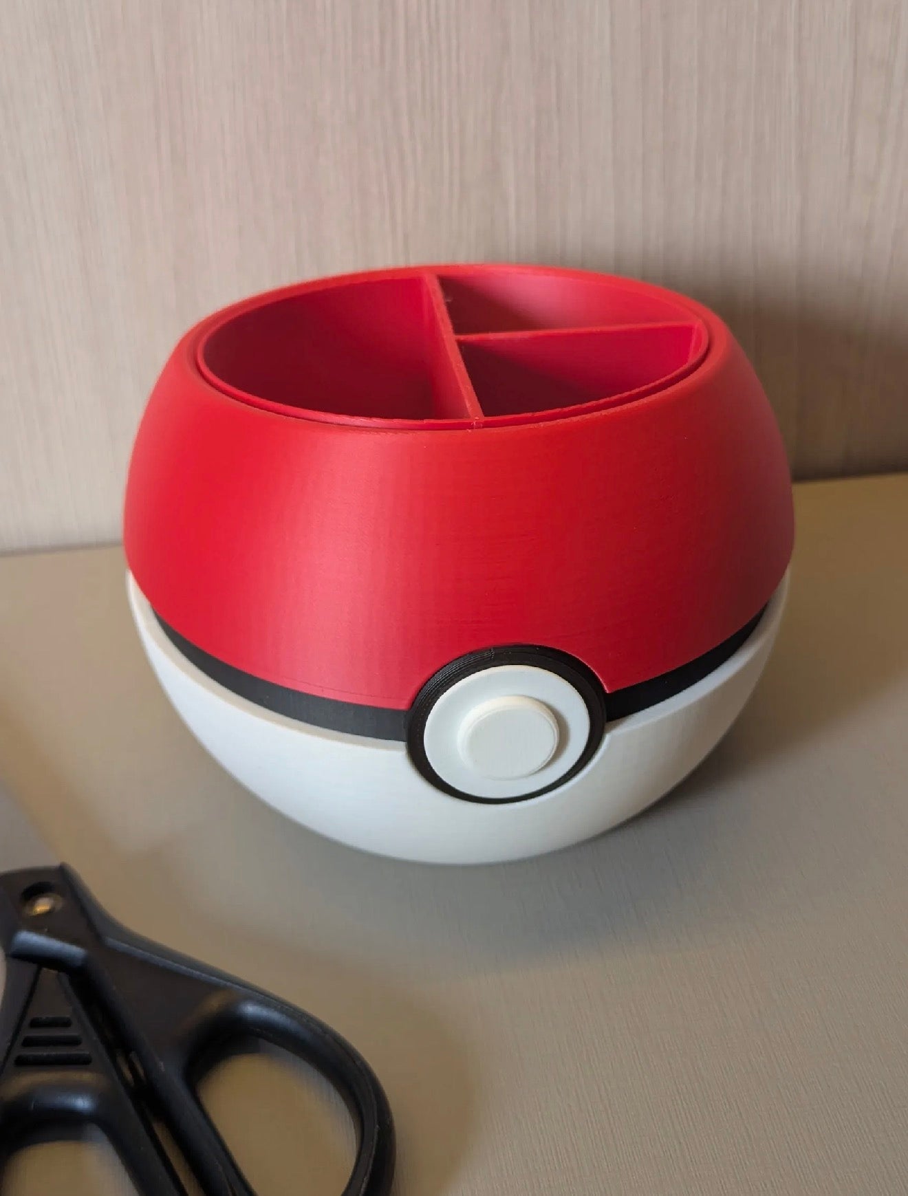 Poké Ball Inspired Pencil Holder | 3D Printed Desk Organizer | Pen Cup with Compartments | Gaming Desk Accessory