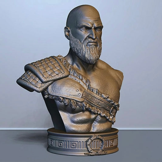 Kratos Bust Statue – God of War 3D Printed Collectible | Premium Display Figure | Gaming Desk Decor