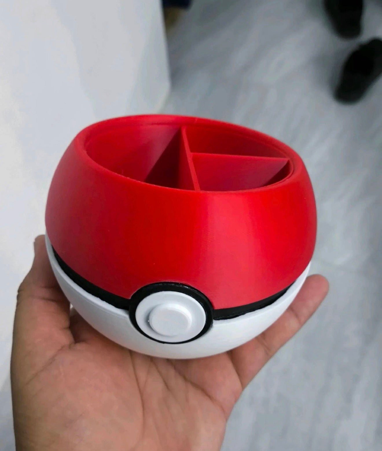 Poké Ball Inspired Pencil Holder | 3D Printed Desk Organizer | Pen Cup with Compartments | Gaming Desk Accessory