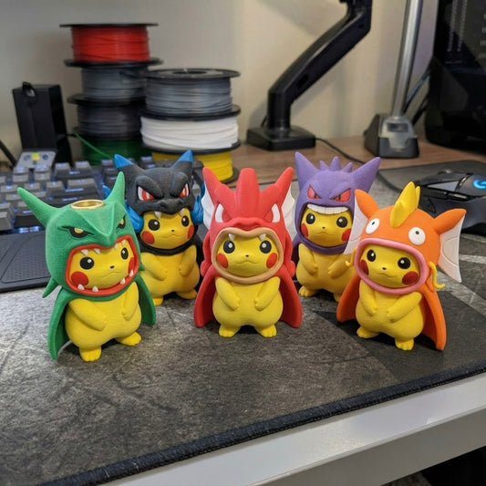 Pikachu Poncho Collection – 3D Printed Pokémon Cosplay Figure | Rayquaza, Charizard, Gengar, Gyarados & Magikarp