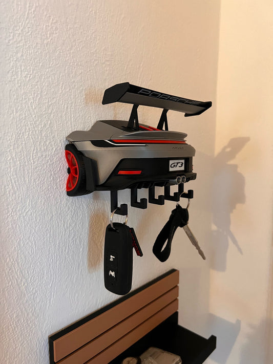 GT3 RS Rear Wall Key Holder | Sports Car Key Rack | 3D Printed Organizer