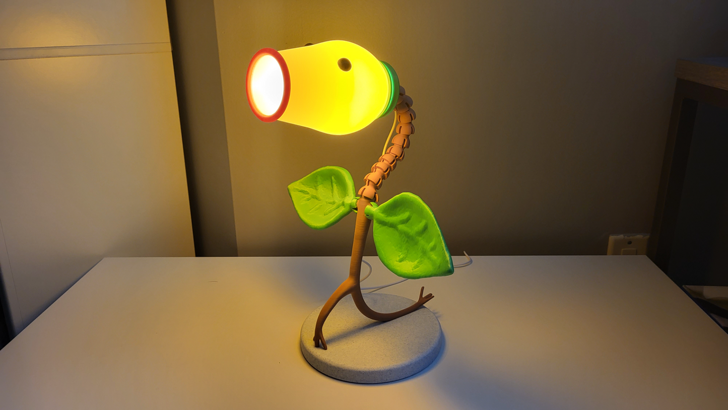 Bellsprout LED Desk Lamp | 3D Printed Anime Plant Light | Flexible Decorative Night Light | USB Powered