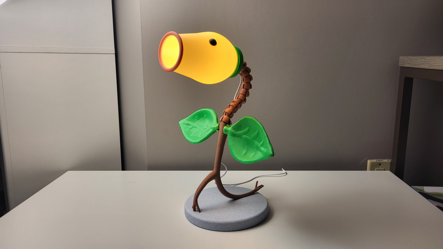 Bellsprout LED Desk Lamp | 3D Printed Anime Plant Light | Flexible Decorative Night Light | USB Powered