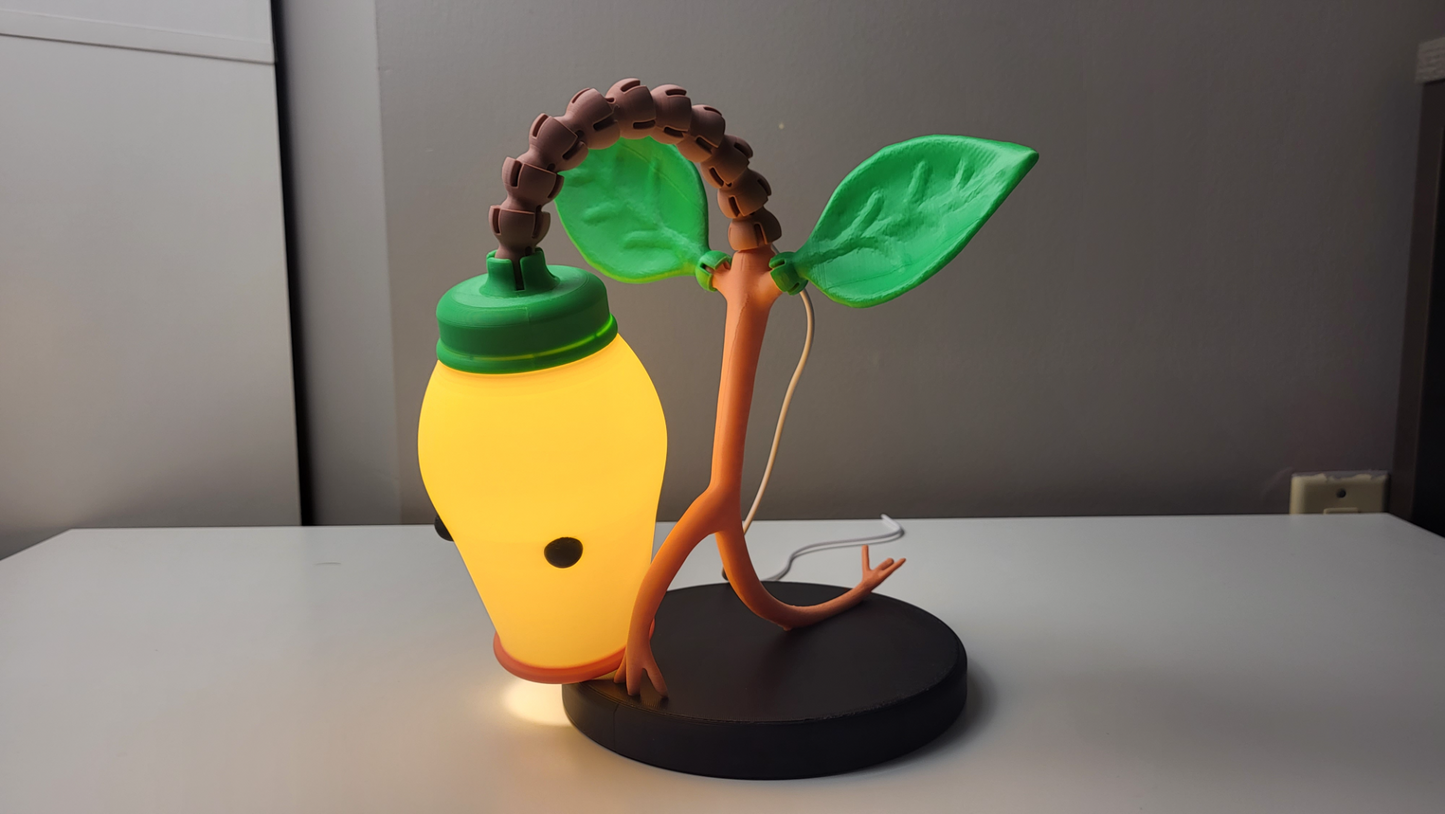 Bellsprout LED Desk Lamp | 3D Printed Anime Plant Light | Flexible Decorative Night Light | USB Powered