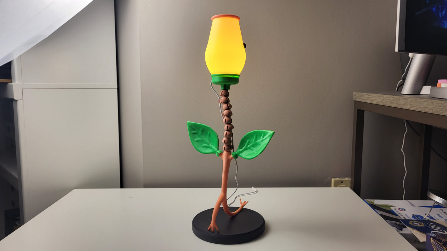 Bellsprout LED Desk Lamp | 3D Printed Anime Plant Light | Flexible Decorative Night Light | USB Powered