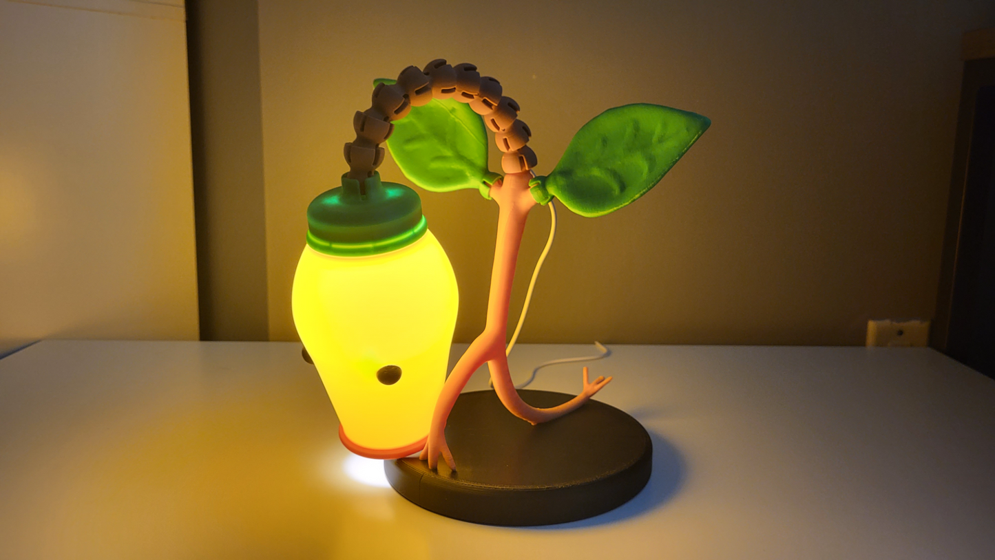 Bellsprout LED Desk Lamp | 3D Printed Anime Plant Light | Flexible Decorative Night Light | USB Powered