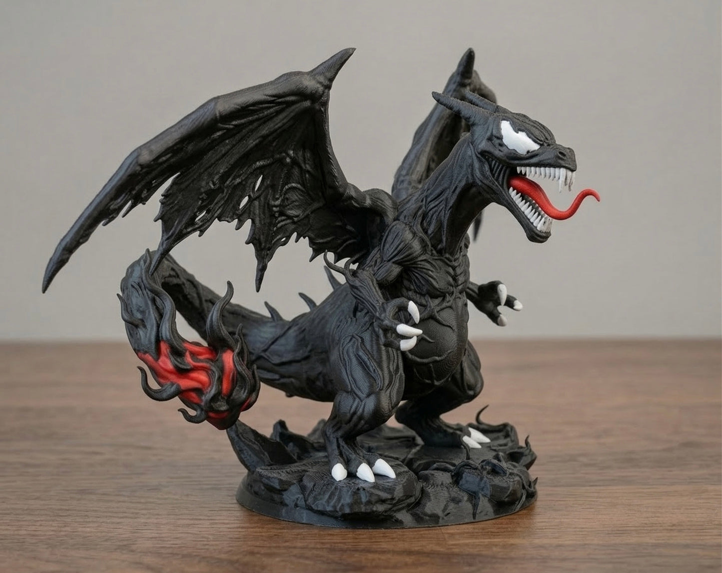 Figurine Dracaufeu Venom | Statue Pokémon à collectionner imprimée en 3D | Décoration de bureau | Cadeau pour gamer