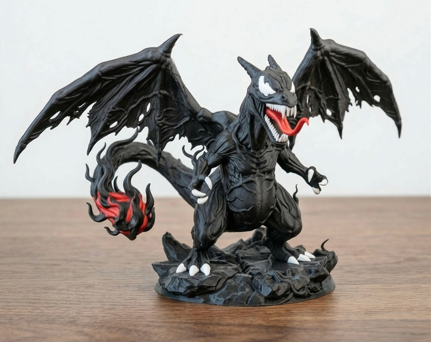 Figurine Dracaufeu Venom | Statue Pokémon à collectionner imprimée en 3D | Décoration de bureau | Cadeau pour gamer