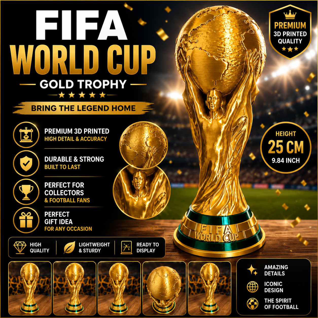 FIFA World Cup Trophy Replica – Premium Football Championship Cup Statue | Soccer Fan Gift & Collector Display