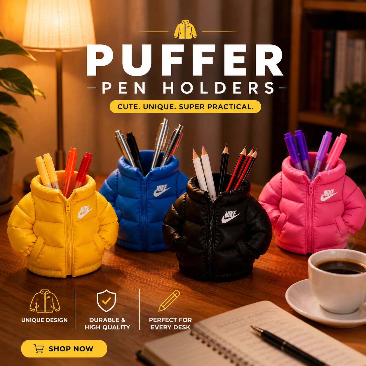 Puffer Jacket Pen Holder | 3D Printed Desk Organizer for Pens & Pencils
